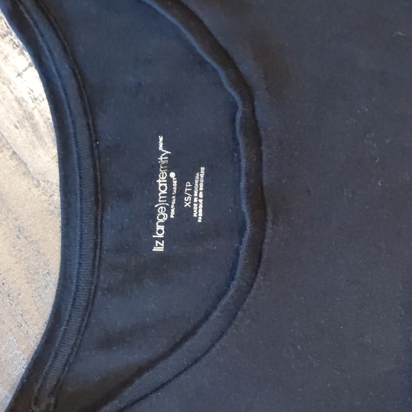 Liz Lange Maternity Short Sleeve Black Dress, scoop neck, ruched siding - Picture 2 of 3